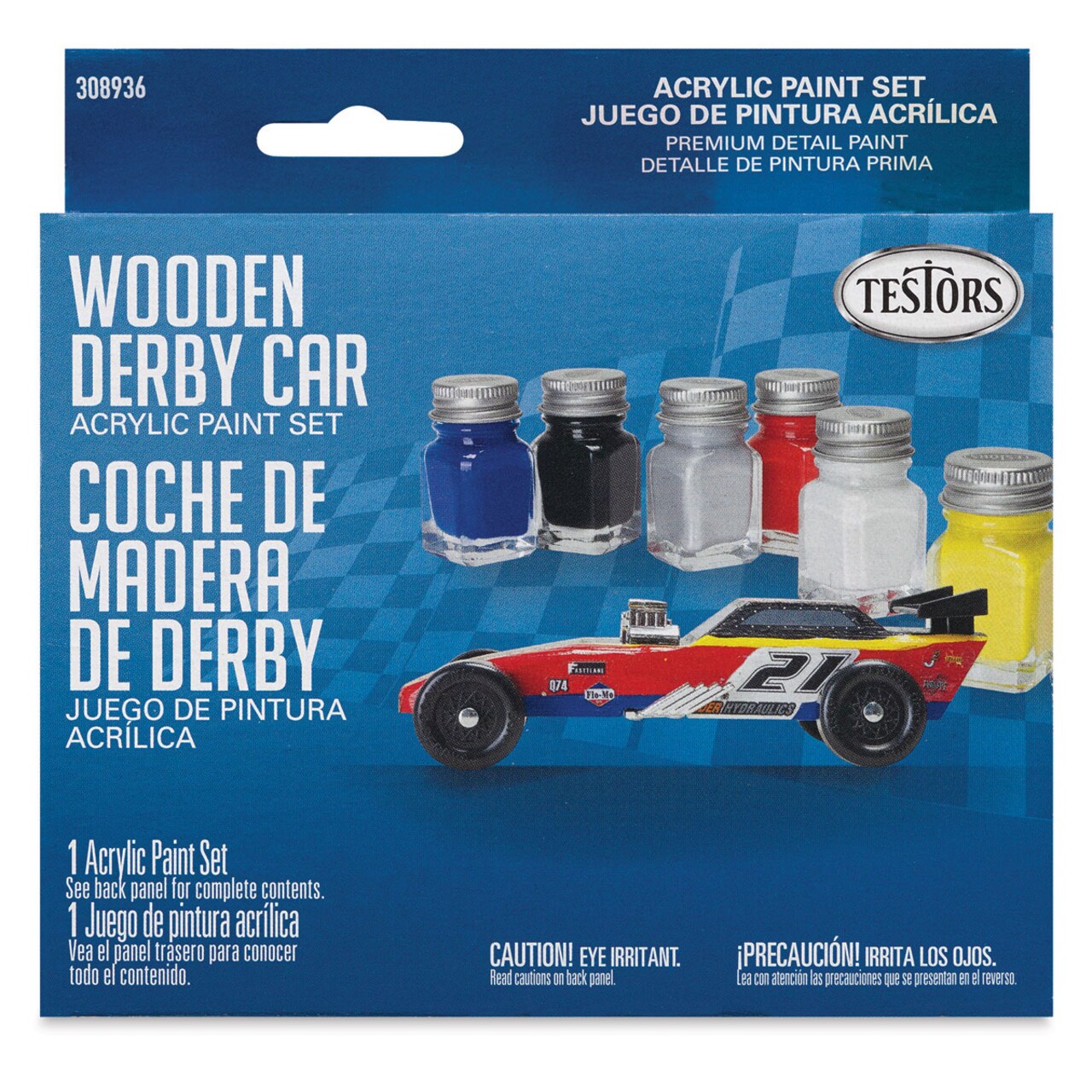 Testors Wooden Derby Car Acrylic Paint Set - Primary Set of 6